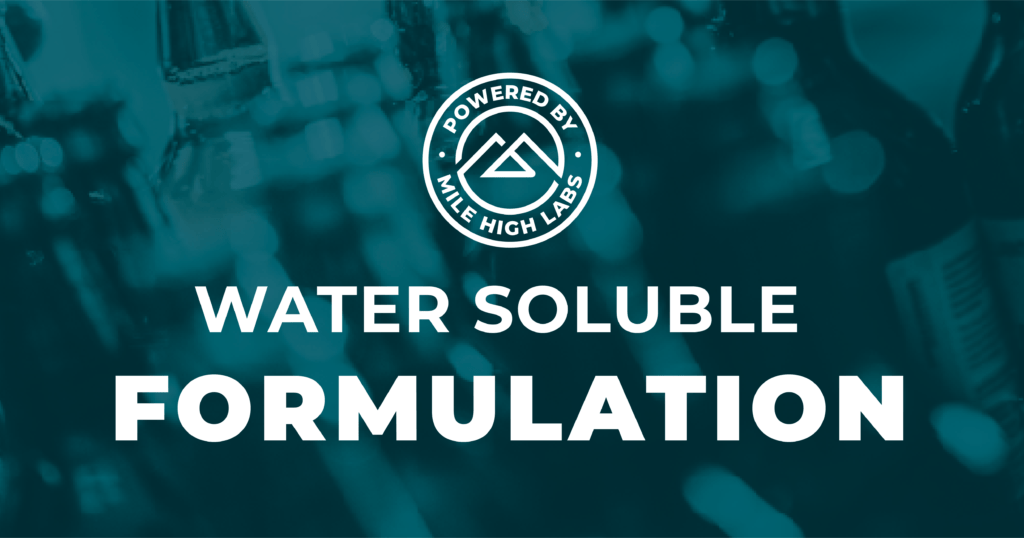 Blog header about water soluble formulation with Powered by Mile High Labs logo.