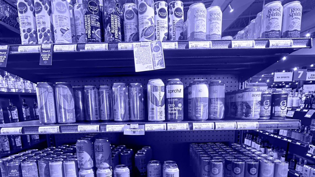 CBD and Non-alcoholic section at a local liquor store in Colorado.